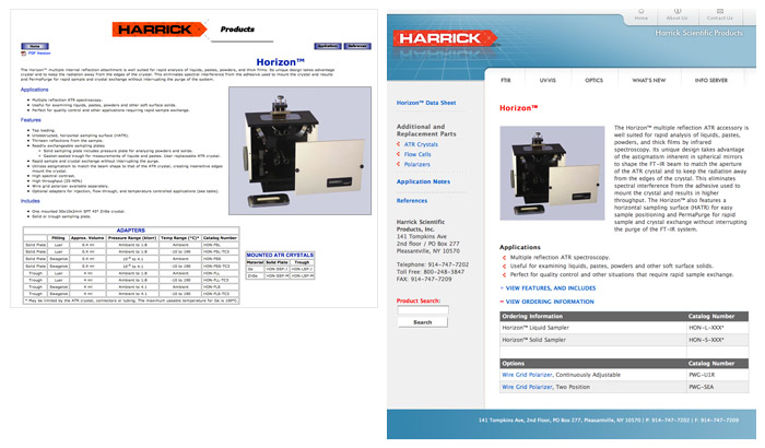 Harrick Scientific Products, site redesign